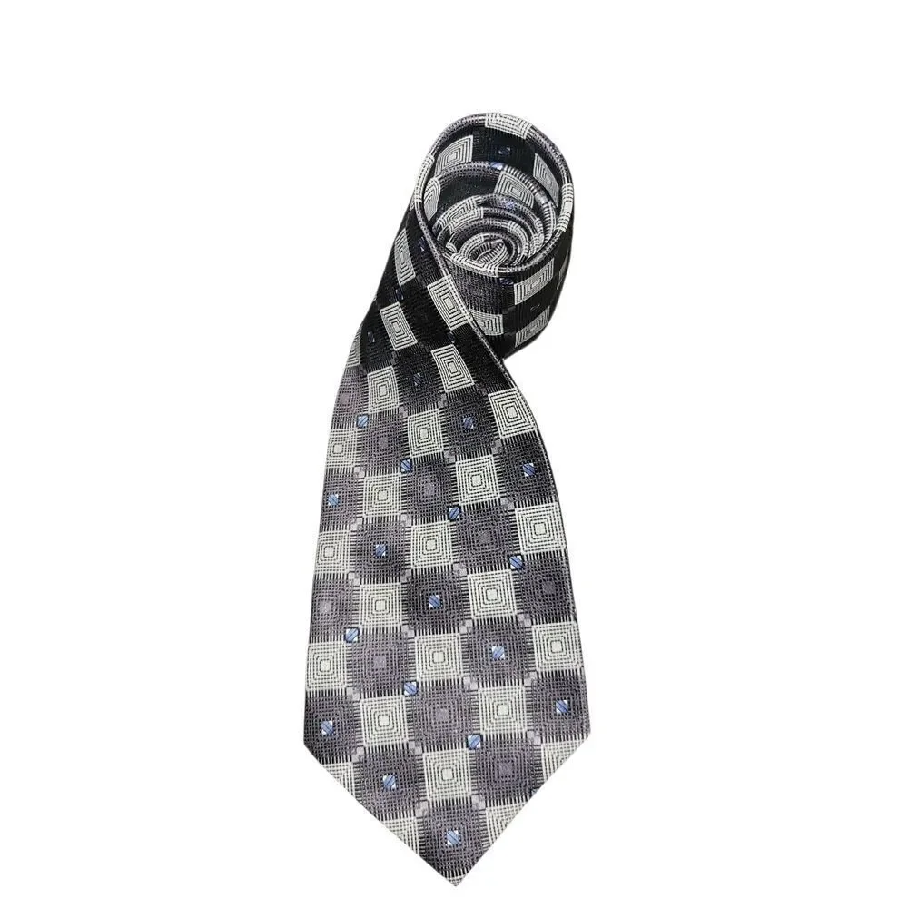 Liz Claiborne Black and Gray Geometric Tie